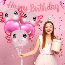 9 Pcs Axolotl Birthday Decorations Inflatable Party Supplies Include 4 Pcs Aluminum Foil Balloons 4 Round Balloons And 1 Axolotl Birthday Themed Party (Blue)2025 - 粉色 - 查看 4