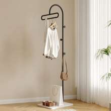 极简主义落地式衣帽架，奶油色大理石纹理展示衣架，节省空间的入口收纳架，春季，极简主义，夏季上衣 - 彩色 - 查看 4