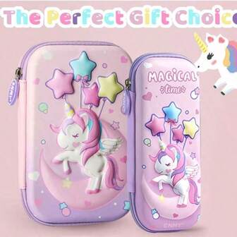 3D EVA Unicorn Cute Pencil Case Cartoon Stationery Box Girls Color Pencil Box Student Pen Case School Supplies Gifts