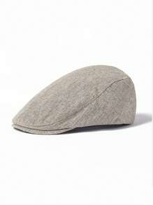 Beret, Solid Color Breathable Imitation Linen Forward Hat