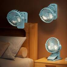 便携式夹式风扇，可充电，720°可调节，带LED灯，小巧桌面风扇，强劲静音，3档风速，USB充电迷你个人降温风扇，适用于桌面、家庭办公室、婴儿车、露营等场合，是送给女性的绝佳礼物，母亲节礼物，花园、夏季、海滩、毕业典礼、祝贺毕业、便携式工具、夏季必备品、夏季便携式 - 彩色 - 查看 6