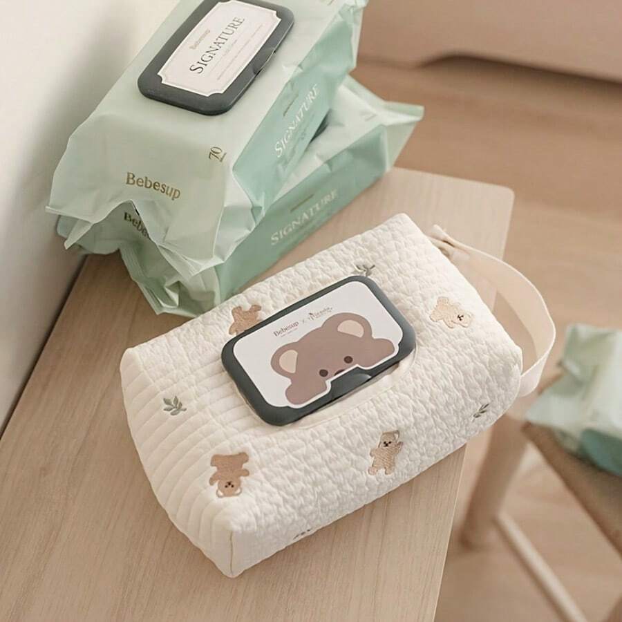 1pc Minimalist & Practical Multi-Function Bear & Leaf Wet Wipes Storage Pouch