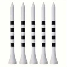 一套40/60/80/20支装优质竹制高尔夫球座 - 2.74英寸，柔韧白色带黑色条纹 - 适用于练习场和比赛场地，高尔夫球配件 - 1套