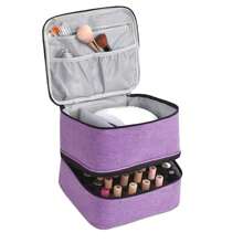 1pc Expandable Double Layer Nail Polish Bag Storage Bag, Multi-Color Large Nail Polish Storage Bag, Can Hold One Nail Art Lamp And 30 Bottles Of Nail Polish, Nail Polish Storage Bag With Nail Art Tool Storage Bag (Bag Only)Makeup Travel Toiletry Organizer Essentials Gifts Storage Zipper Accessories Nail - Multicolor - View 11
