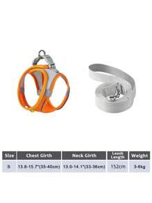 2pcs/Set Reflective Cat Dog Leash And Harness Set - Comfortable, Breathable Mesh Vest With Padded Nylon Lead For Small To Medium Breeds Pet Collars - No-Choke Design With Dual D-Ring