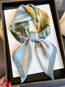 A Ladies Printed Fashion Pocket Square Polyester Scarf Tie-In Scarf Suitable For Daily Use - Green - View 4