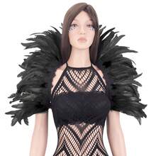 Victorian Artificial Feather Poncho Capelet Shrug Wrap Lace Collar Shoulder Halloween Witch Shawl Costumes - Multicolor - View 2