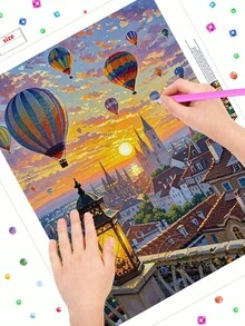 Bộ tranh đính kim cương 5D tự làm, họa tiết khinh khí cầu, dành cho người mới bắt đầu, tranh thêu kim cương tròn 5D, tranh khảm pha lê, bao gồm bộ dụng cụ, thích hợp để trang trí tường nhà, quà tặng Lễ Tạ ơn và Giáng sinh cho gia đình và bạn bè. - Nhiều màu - Xem 4
