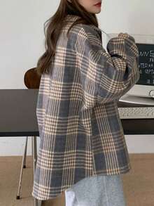 Women's Plaid Thermal Lined Casual Shirt Jacket, Autumn/Winter