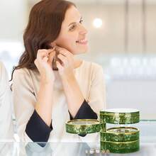 LETURE 4-Layers Rotatable Jewelry Organizer Storage Box, Jewelry Holder Ring Earring Bracelets Makeup Hair Accessories - Trong và Xanh - Xem 3