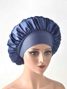A Satin-Like Sateen Wide-Stripe Highly Elastic Hair Protection Cap Hair Sleep Cap - Purple - View 4