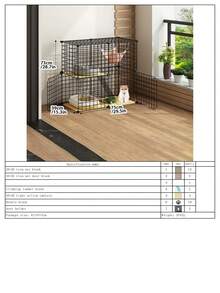 2-Tier Cat Cage With Litter Box, Indoor Cat House, Small Pet Supplies - Multicolor - View 19