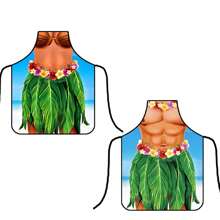 2 pezzi Grembiule hawaiano unisex per barbecue, in materiale tessile di poliestere, accessori per travestimenti e feste di coppia, accessori per barbecue e cucina, grembiule da cucina divertente per uso domestico, regali per le vacanze di Ognissanti