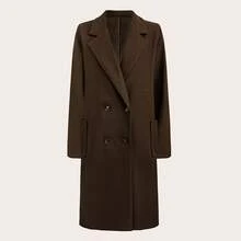 Płaszcz damski, kołnierz z karbem, zapięcie na guziki z przodu, strój codzienny i na randkę - Brązowy - Zobacz 7