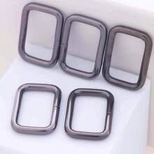 5 قطع أشرطة معدنية مستطيلة مربعة لحلقات الأحزمة لحقائب اليد والمحافظ DIY، لوازم مدرسية