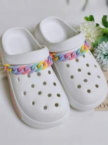 1set 2pcs Pearl Beaded Detachable Shoe Chain Accessories, Pearl Resin Chain For Sandals Or Clogs (Random Quantity Of Pearls)