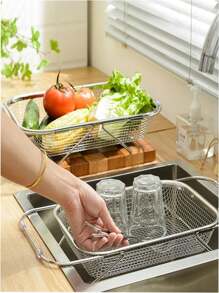 不锈钢细网过滤器和沥水篮，用于蔬菜过滤 - 厨房必备，过滤蔬菜