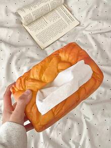 1pc Fun Bread Toast-Shaped Tissue Storage Box, Bathroom Decoration Ornament, Dining Table Table Decoration Tissue Box, Bedroom Decoration Ornament, Decorative Tissue Storage Container, Party Decoration Supplies, Suitable For Christmas Gifts, Moving Gifts