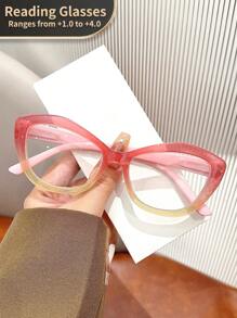 LiMiaoMiao 1 件女士猫眼复古老花镜，透明电脑放大镜，度数 +1.0 至 +4.0 - 透明 - 查看 5