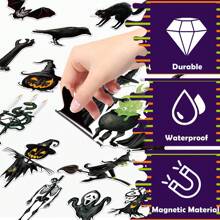 万圣节恐怖冰箱贴组合套装，适用于冰箱或船门装饰，汽车磁铁南瓜蝙蝠女巫装饰，适合万圣节庆祝活动和万圣节装饰