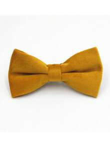 1pc Fashion Velvet Children's Solid Color Bow Tie, Double Layer Clip-On Bow Tie Suitable For Boys, Girls, Students, Performances, Parties, Casual Wear