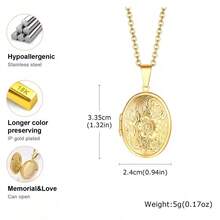 1pc Lightweight Oval Locket Pendant, Unisex, Openable Photo Frame, Shiny Stainless Steel Necklace, Family & Love Necklace - Locket Pendant Necklace - View 11