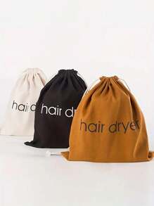 抽绳英文帆布包旅行酒店吹风机收纳袋麻布防尘袋配件袋 - 彩色 - 查看 15