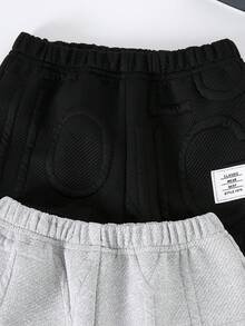 4pcs/Set Boys' Letter Pattern Jacquard Fabric Outfit, Contrast Color Pocket Design, Suitable For Outdoor Wear, Simple Sports Style