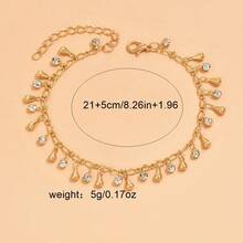 Bohemian Beach Style Handmade Anklet, Simple And Light Luxury Tassel Water Drop Diamond Anklet - Silver - View 3