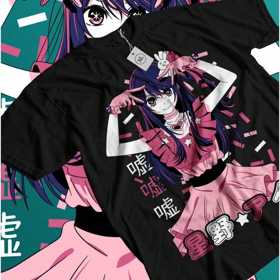 Oshi No Ko T-Shirt Ai Hoshino Waifu Girl Call Of The Night Anime Shirt All Size - 黑色 - 查看 1