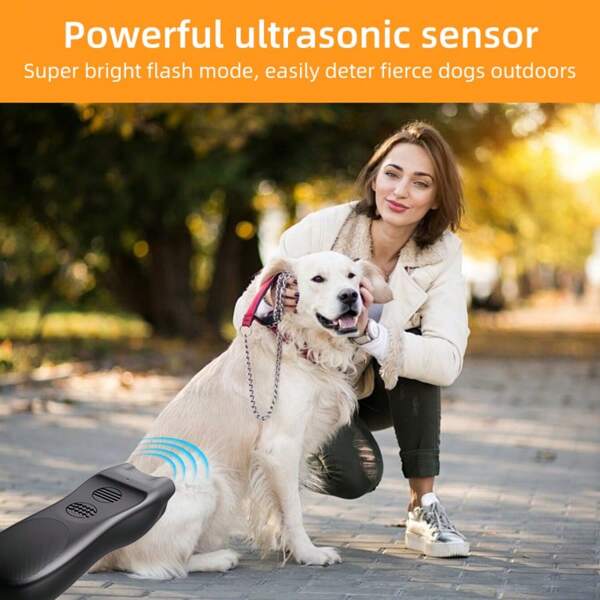 RAF Ultrasonic Dog Repeller, New Anti-Dog Device, Dog Training Tool, Bark Deterrent With Single Flashing Light To Stop Stray Dogs Barking