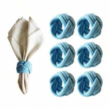 6pcs/Set Handmade Woven Flower Shaped Napkin Rings, 1.57*1.97inch (4*5cm) Thick Rope Woven Napkin Rings, Farmhouse Napkin Rings For Thanksgiving, Birthday Party, Wedding Table Decor