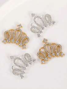 10pcs 0.98x0.95 Inch / 2.49x2.41 Cm Rhinestone Crown Design Charms, Craft Supplies DIY Handmade Party Jewelry Decorations