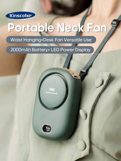 kinscoter 1 pieza Ventilador portátil recargable mini de 2000mAh, accesorio para camping, playa, viaje, regreso a la escuela, enfriador de aire de verano al aire libre, ventilador de mano, ventilador personal de cintura, ventilador recargable