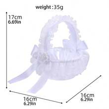 Flower Girl Baskets With Bows Unique Lace Trim Wedding Baskets For Party Banquet Ceremony Decoration - Champagne - View 6