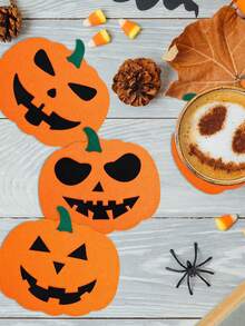 4 件万圣节杯垫、南瓜形毛毡碗垫、防滑隔热垫、节日派对用品秋季装饰秋季装饰 - 彩色 - 查看 1