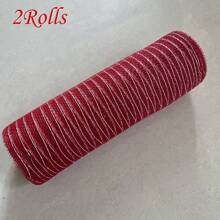 1/2 Rolls Deco Mesh Ribbon - 10inch X 30 Feet Each Roll Metallic Foil Mesh Ribbon For Wedding, Birthday,Halloween, Thanksgiving, Christmas, New Year DIY Gift Decorationand Home Decorating