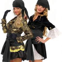 1-3件套圣诞新款缎面海盗头带、腰带、毛毡骷髅眼罩，趣味角色扮演中世纪文艺复兴海盗服装配饰，化装舞会魔术道具，情人节 - 彩色 - 查看 11