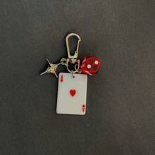 Poker God Of Gamblers Multi-Element 1 Piece Women's License Plate Pendant Keychain Accessory, Star-Shaped Pendant Style, Suitable For Bag Hanging, Car Hanging, Valentine's Day Gift, New Year Gift Bag Pendant Keychain Waist Hanging Ornament - 紅色 - 查看 10