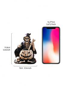 1pc Vintage Funny Skeleton Stirring Potion Decorative Statue, Resin Material Decorative Craft, Suitable For Halloween, Theme Parties, Desk And Other Personalized Decor
