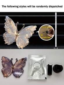 1 pieza Clip en forma de mariposa 2D de acrílico para las rejillas de ventilación del carro, decoración creativa de interiores de carro - Multicolor - Ver 6