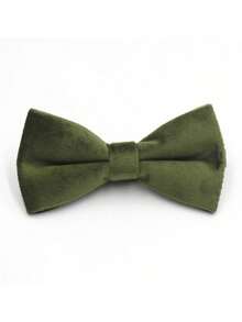1pc Fashion Velvet Children's Solid Color Bow Tie, Double Layer Clip-On Bow Tie Suitable For Boys, Girls, Students, Performances, Parties, Casual Wear
