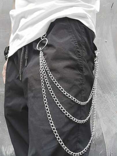 1 件时尚三层链条裤链，金属牛仔裤链装饰，朋克摇滚裤链，适合街舞表演，适合日常穿着秋冬配饰万圣节服装，适合青少年、青年、男士、休闲、户外、运动、度假、毕业礼物、生日、日常穿着