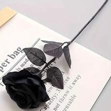 5 Pieces/8 Pieces/10 Pieces Artificial Black Flower Roses, Fake Silk Long Stem Flowers, Suitable For Family Weddings, Parties, Halloween Outdoor Gothic Decoration