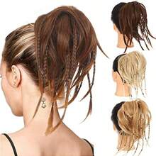 Mled My Bun Hairpiece Hair Rubber Scrunchie Synthetic Wavy Bun Extensions Elastic Chignon Instant Ponytail Updo For Women Medium Brown To Auburn Brown 8001 - 中棕色至赤褐色 - 查看 6