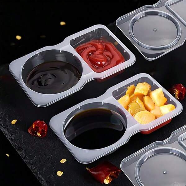 Caja de regalo de Navidad con compartimentos para salsas | Divisor anti-mezcla | Caja portátil para salsas de té con leche para llevar, aceite de chile, vinagre
