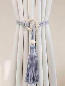 1/2pcs Bohemian Style Handmade Tassel Curtain Tiebacks With Wooden Beads, Polyester Boho Window Drape Holdbacks For Home Decoration - Multicolor - View 13