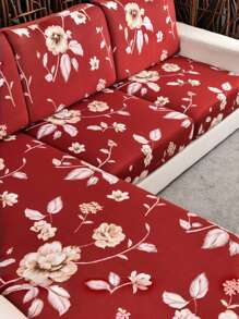 1 pièce Housse de coussin de siège de canapé décorative antidérapante en tissu de soie de lait, imprimés floraux et géométriques, convient pour les animaux de compagnie, toutes saisons