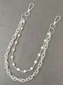 Retro Pearl Skull Pants Chain Fashionable Men And Women One's Waist Luxury Accessories Multifunctional Pearl Chain For Bag Two Types Of Pearls Are Randomly Sent With The Same Length.