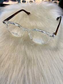 48mm Plain Black Frame Glasses, Small Frame, Retro, Round Face, Women Can Wear Myopia Glasses - 無色 - 查看 3